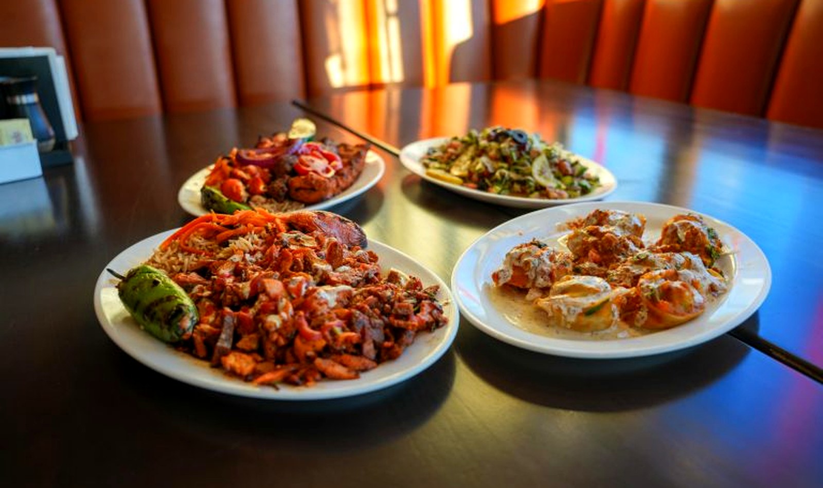 Kandahar restaurant dining table with food